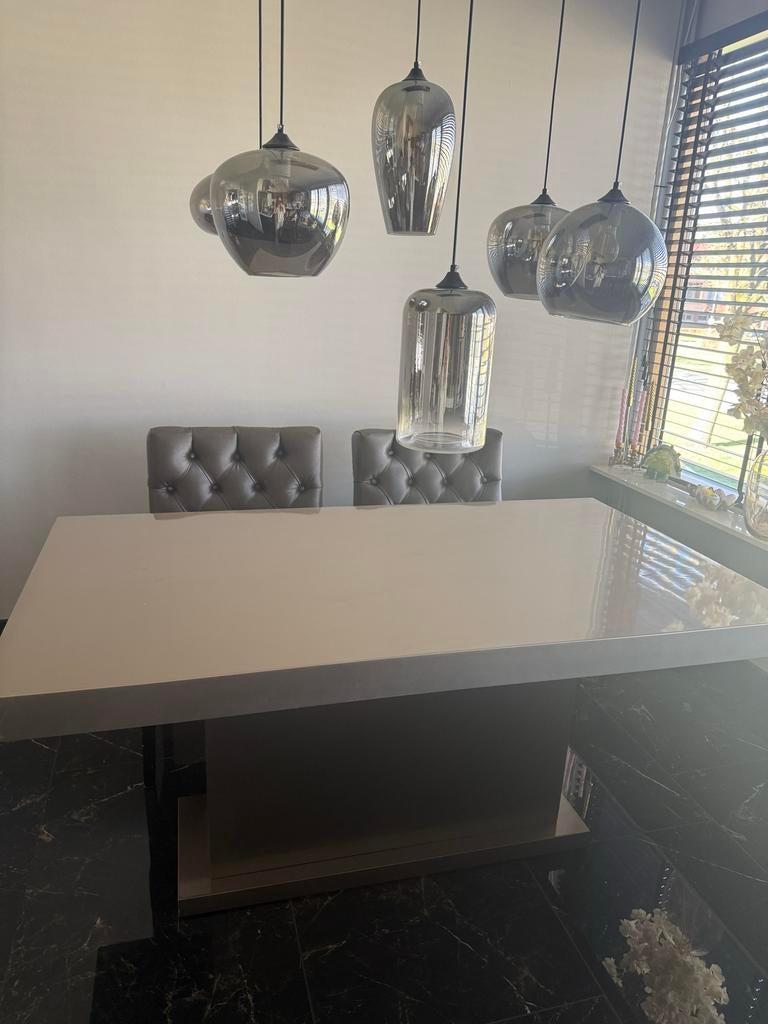 Bloktafel met eetstoelen, Ophalen, Overige materialen, Gebruikt, 50 tot 100 cm