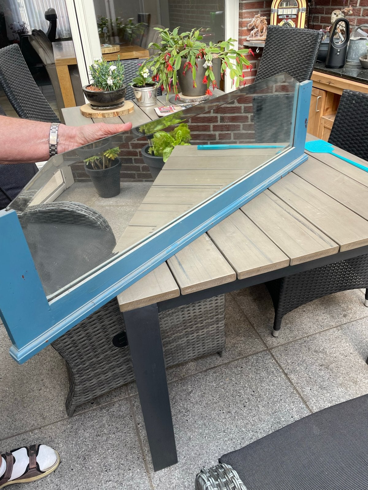 Geslepen spiegel in houten raamwerk, Ophalen, Gebruikt, Minder dan 80 cm, 80 tot 120 cm