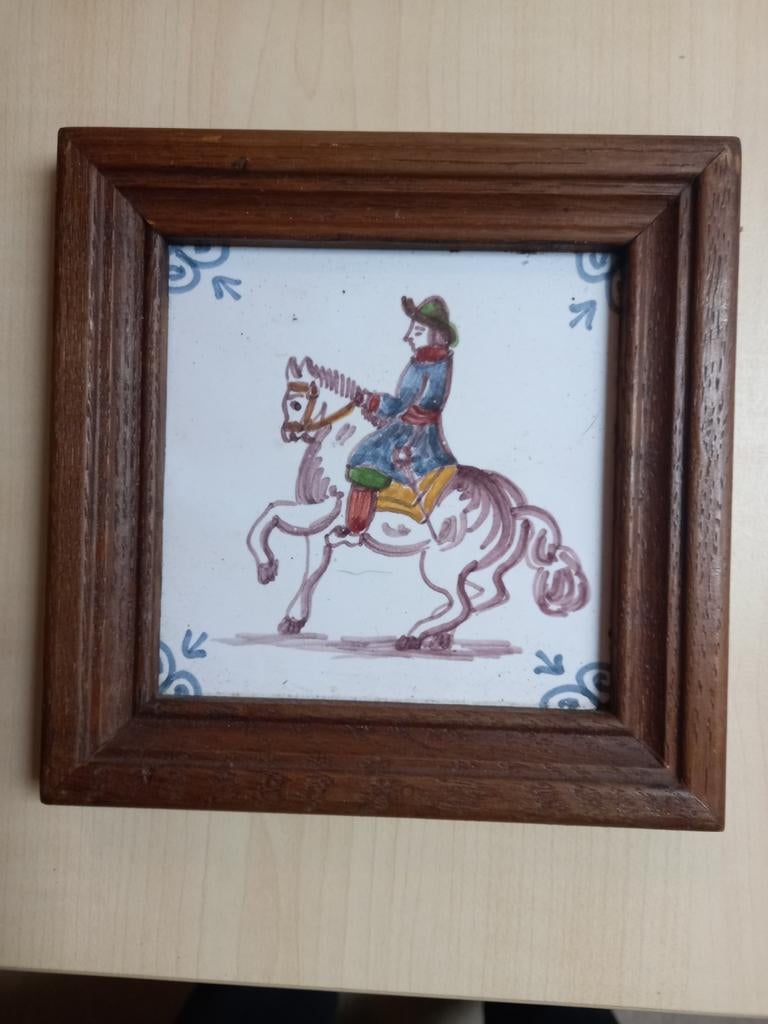 Makkum Handwerk Tegeltjes met Ruiter, Antiek en Kunst, Antiek | Wandborden en Tegels, Ophalen of Verzenden