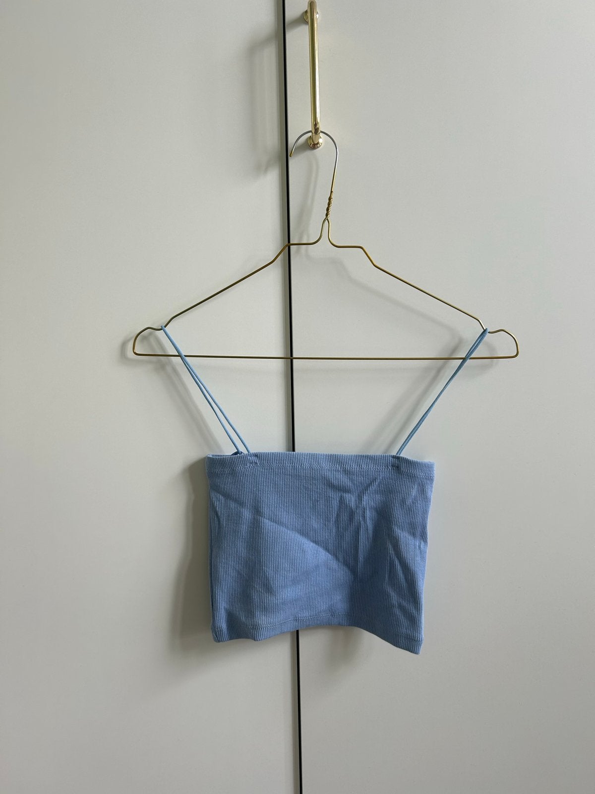 Zara lichtblauwe geribbelde crop top maat S, Kleding | Dames, Blauw, Ophalen of Verzenden, Zo goed als nieuw, Maat 36 (S)