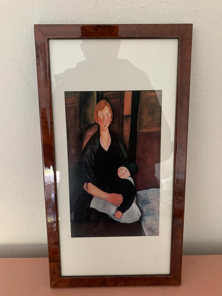 Ingelijste reproductie van Modigliani's 'Moeder en Kind', Antiek en Kunst, Ophalen of Verzenden