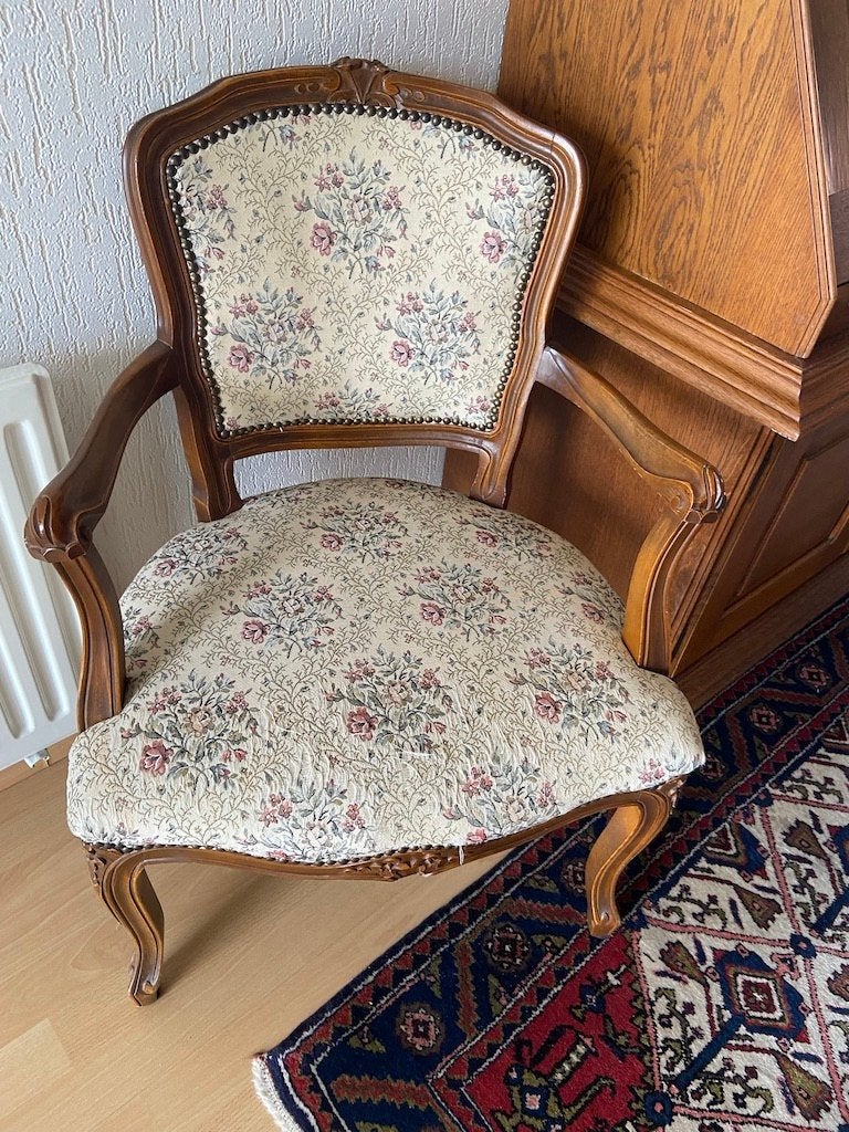 Antieke Neo Rococo Fauteuil met Bloemenpatroon, Antiek en Kunst, Ophalen