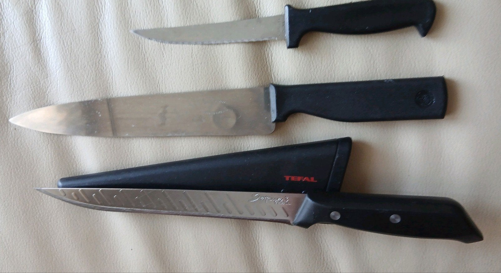 Snijmessen 3 st (1 Snijmes Tefal), Ophalen of Verzenden, Zo goed als nieuw, Metaal, Overige merken