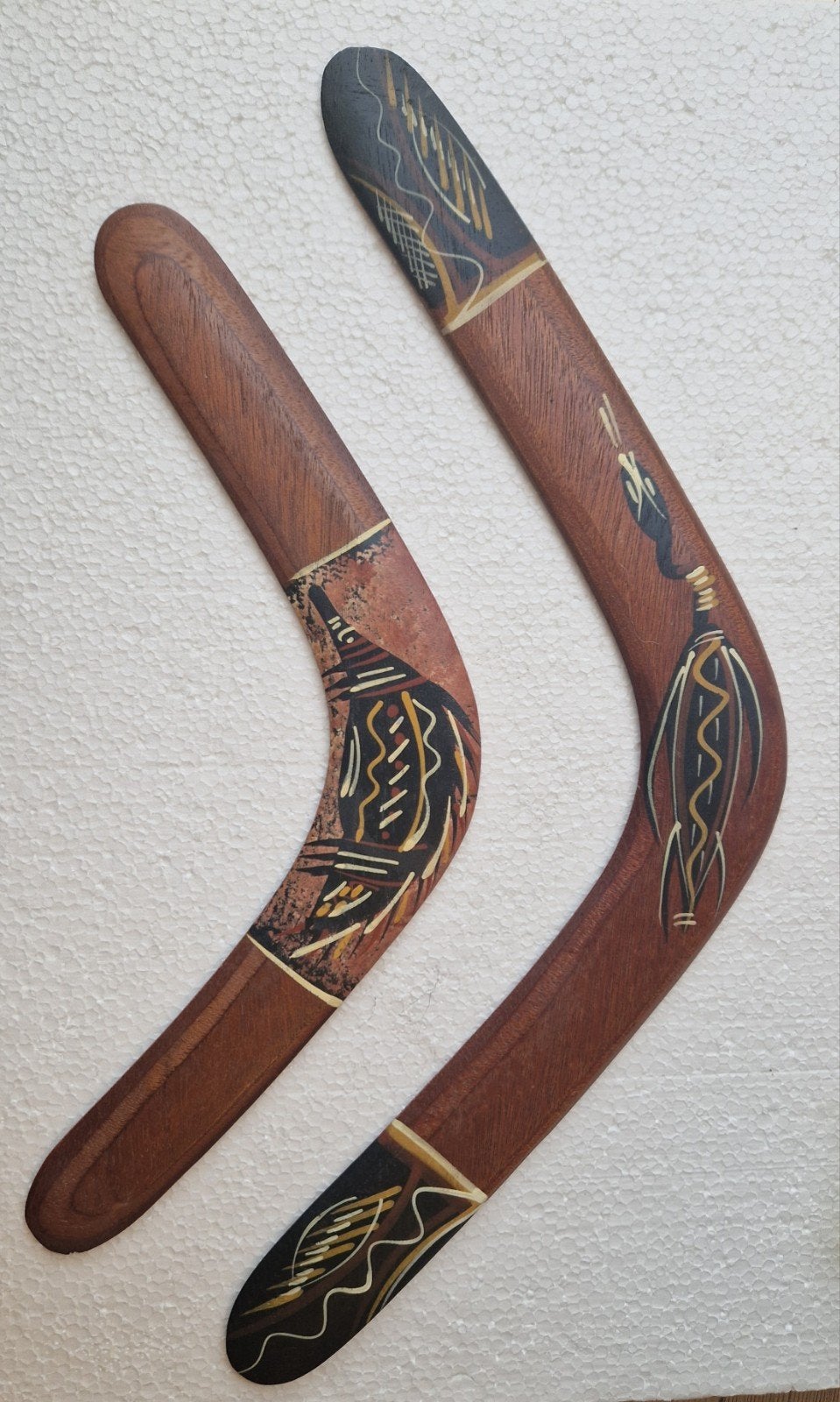 Set van 2 handgeschilderde Aboriginal boemerangs, Ophalen of Verzenden