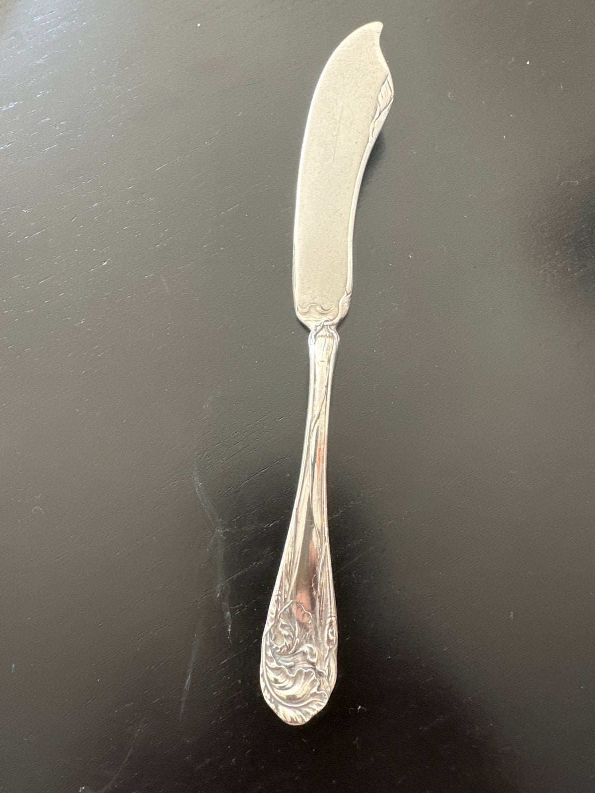 Antiek Triple Zilver Botermesje - Fleur de Luce 1904 Oneida, Ophalen of Verzenden