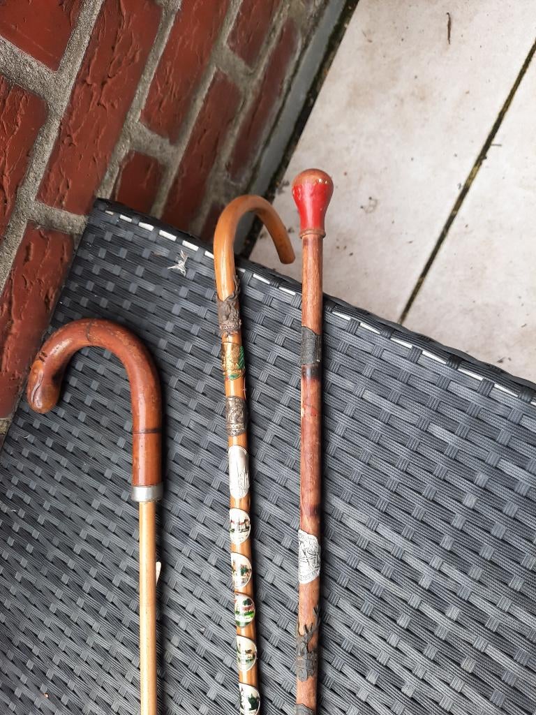 Vintage wandelstokken hout, Ophalen, Gebruikt