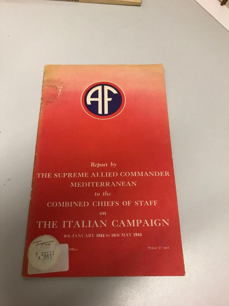 Report on the Italian Campaign, Ophalen of Verzenden, Tweede Wereldoorlog, Gelezen, Algemeen