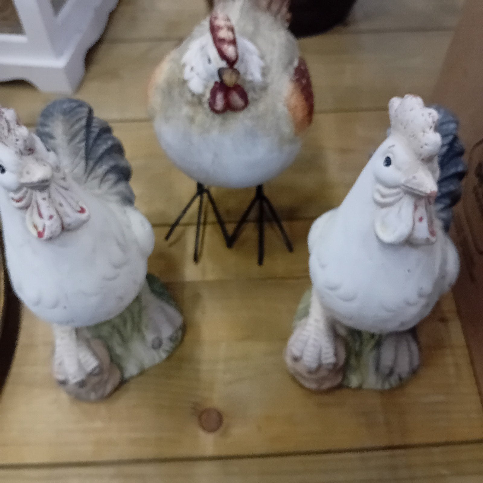 Decoratieve Kippen Beeldjes - Set van 3, Ophalen of Verzenden, Wit, Steen/keramiek, Landelijk