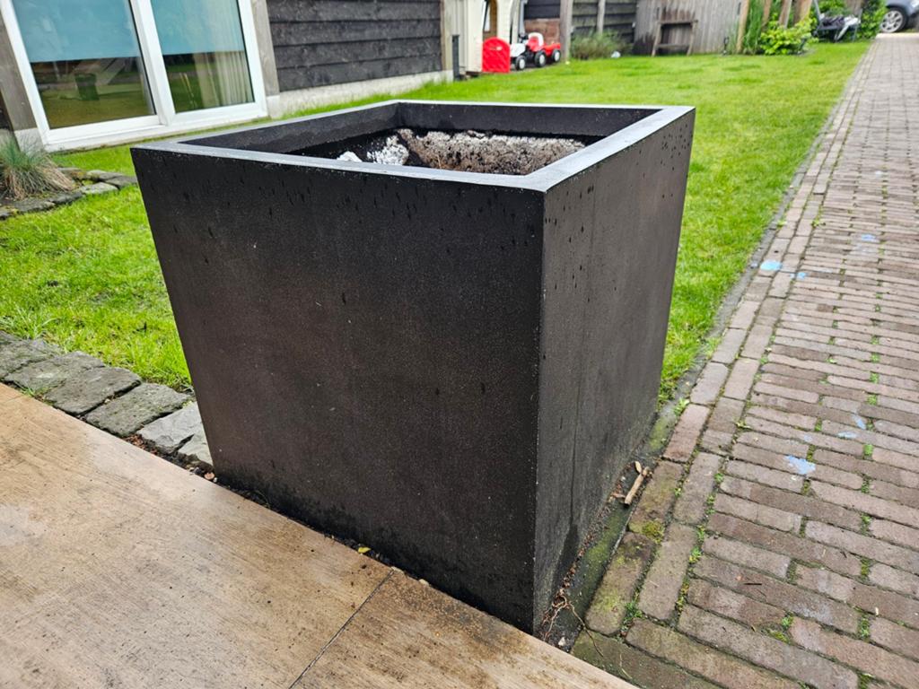 Grote antraciet plantenpot 60x60x60 cm, incl. piepschuim, Ophalen, Steen, 40 cm of meer, Vierkant