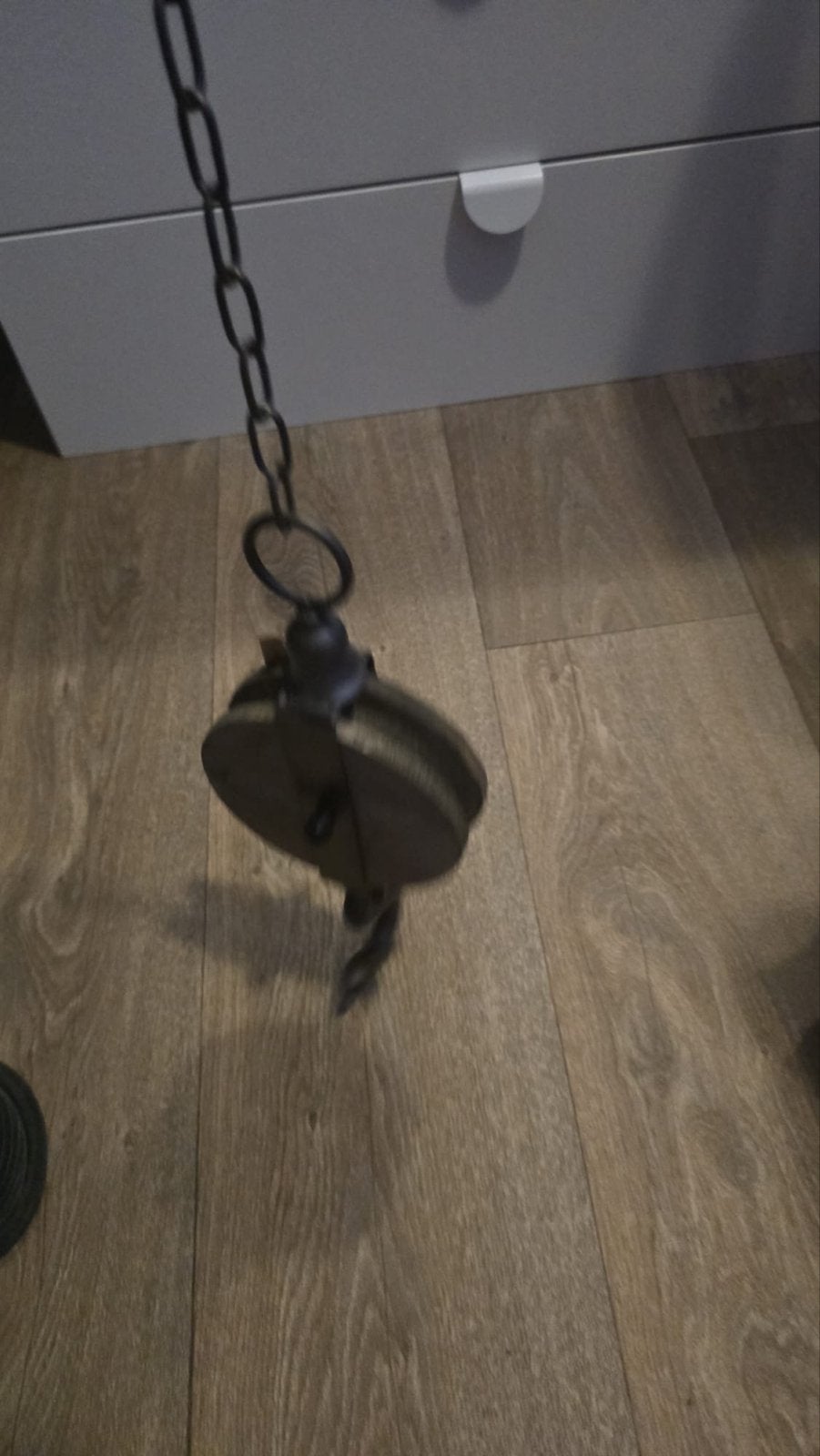 Stoere houten katrol voor industrieel interieur, Huis en Inrichting, Woonaccessoires | Overige, Ophalen, Hout, Gebruikt, Bruin