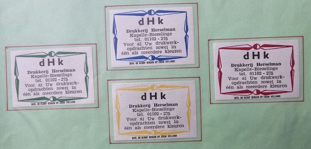 dHk Drukkerij Herselman te Kapelle-Biezelinge, Verzamelen, Ophalen of Verzenden, Zo goed als nieuw, Luciferdoosjes of -merken