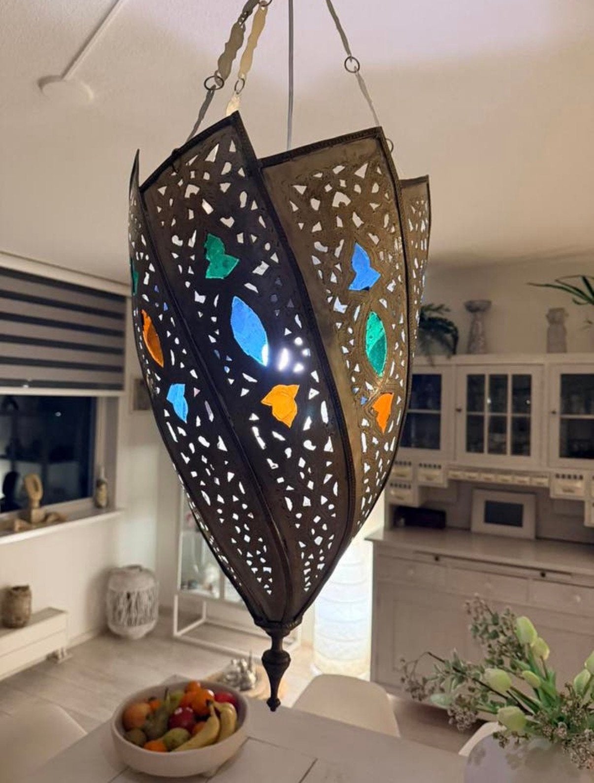Handgemaakte Marokkaanse hanglamp. Marrakech lamp., Huis en Inrichting, Ophalen, Marrokaans, Marrakech look, Gebruikt, Glas