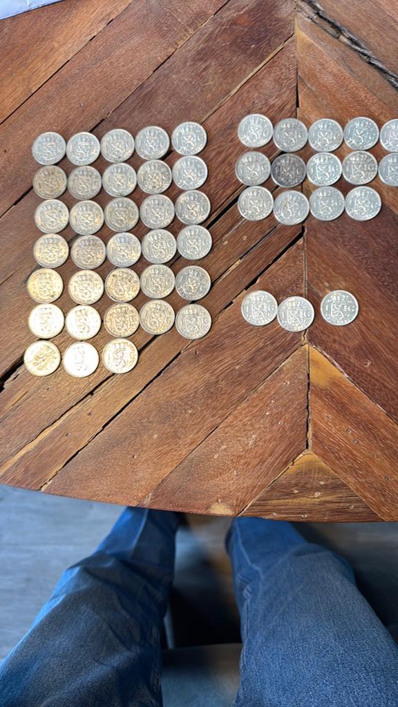 50 Zilveren guldens diverse jaren., Ophalen of Verzenden, Koningin Juliana, 1 gulden, Zilver