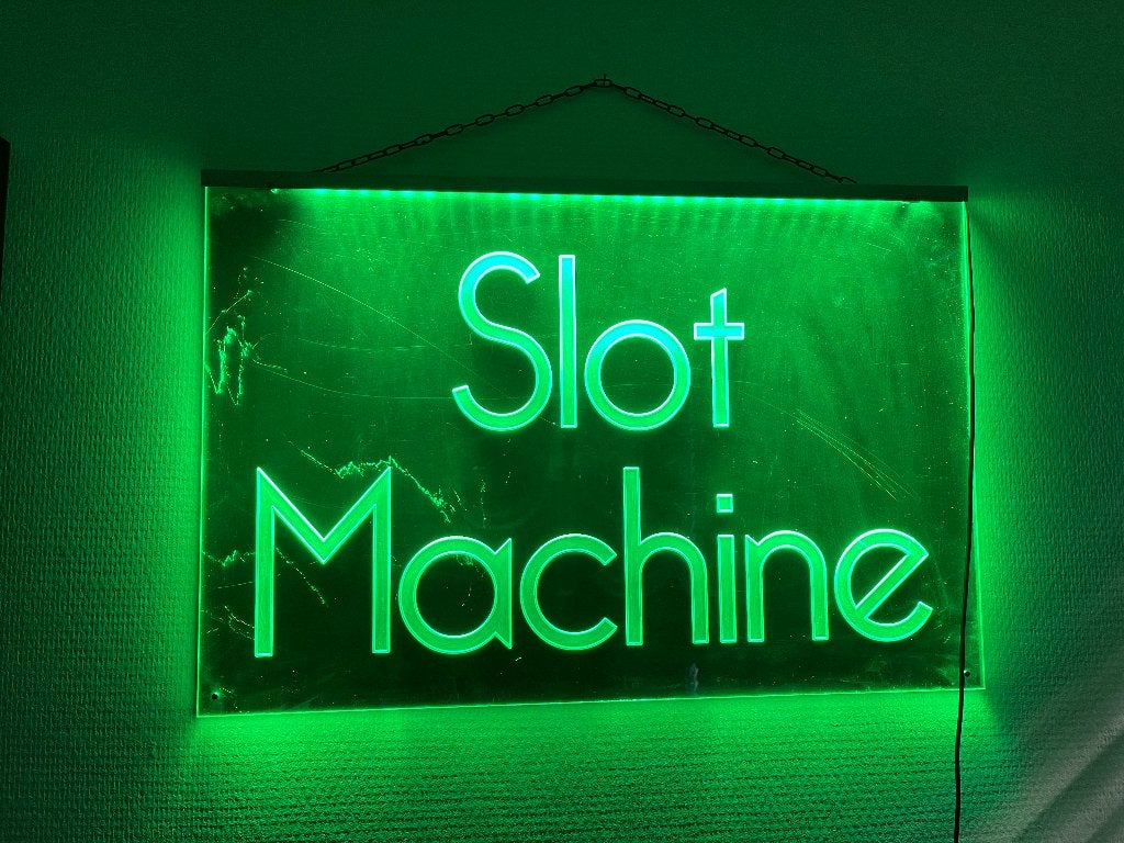 Vintage lichtbord "Slot Machine" uit Italiaans casino, Ophalen, Tekstbord, Gebruikt, 60 cm