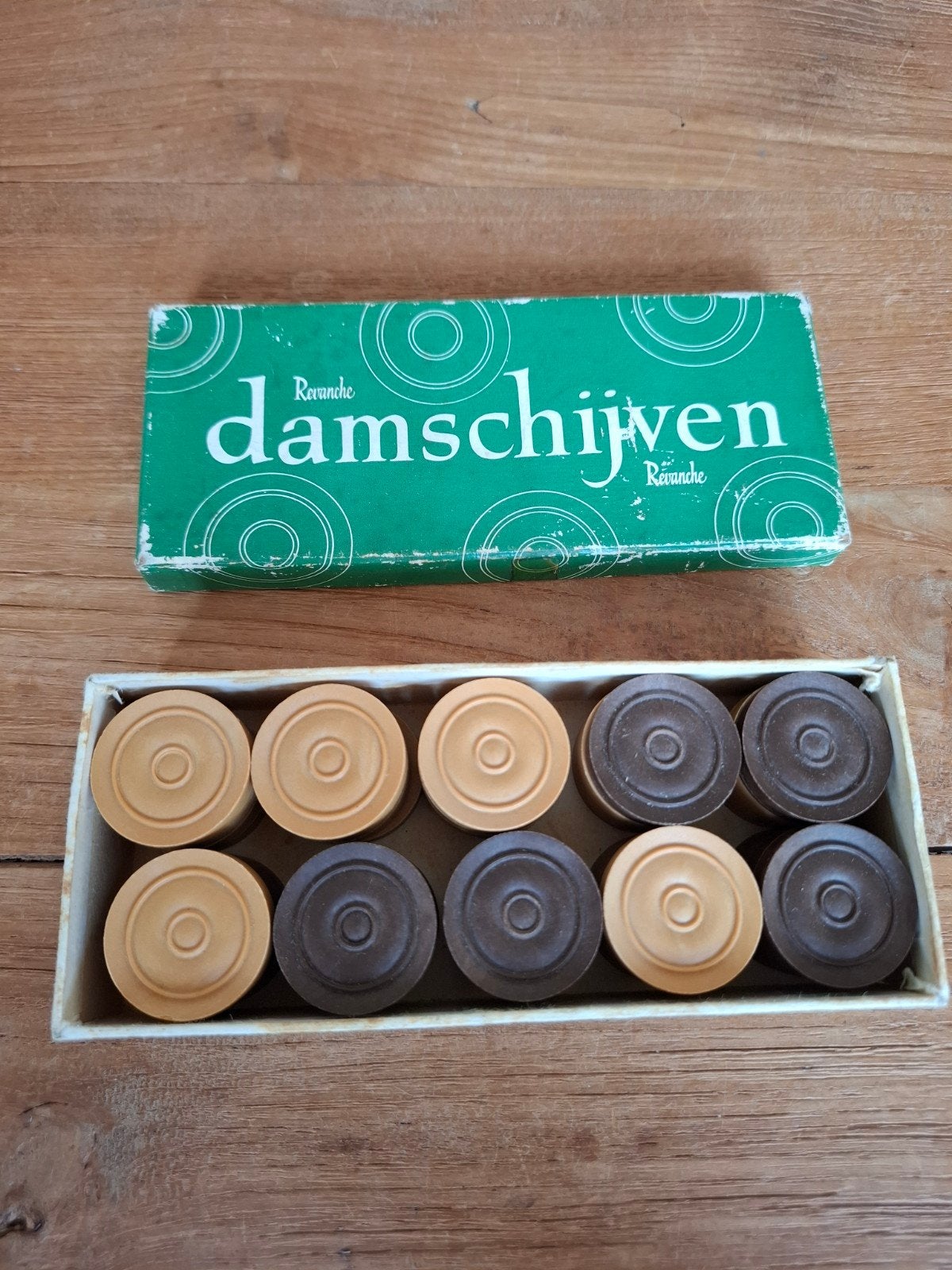 Vintage Revanché Damschijven - Compleet in doos, Hobby en Vrije tijd, Gezelschapsspellen | Bordspellen, Een of twee spelers, Ophalen of Verzenden