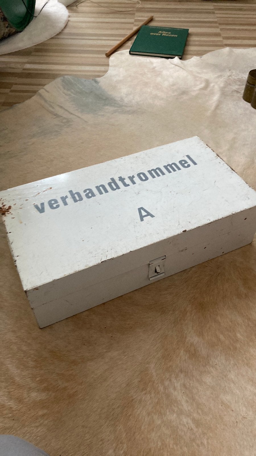 Vintage oude verbandkist trommel, Ophalen