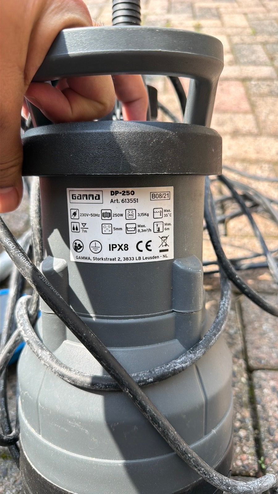 Waterpomp zgan met slang 10 meter, Ophalen, Gebruikt, Elektrisch, Dompelpomp