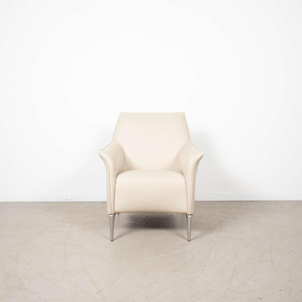 2x Leolux Mayuro Fauteuil Creme Wit Leer, Huis en Inrichting, Fauteuils, Niet ingevuld, Minder dan 75 cm, Niet ingevuld, Zo goed als nieuw