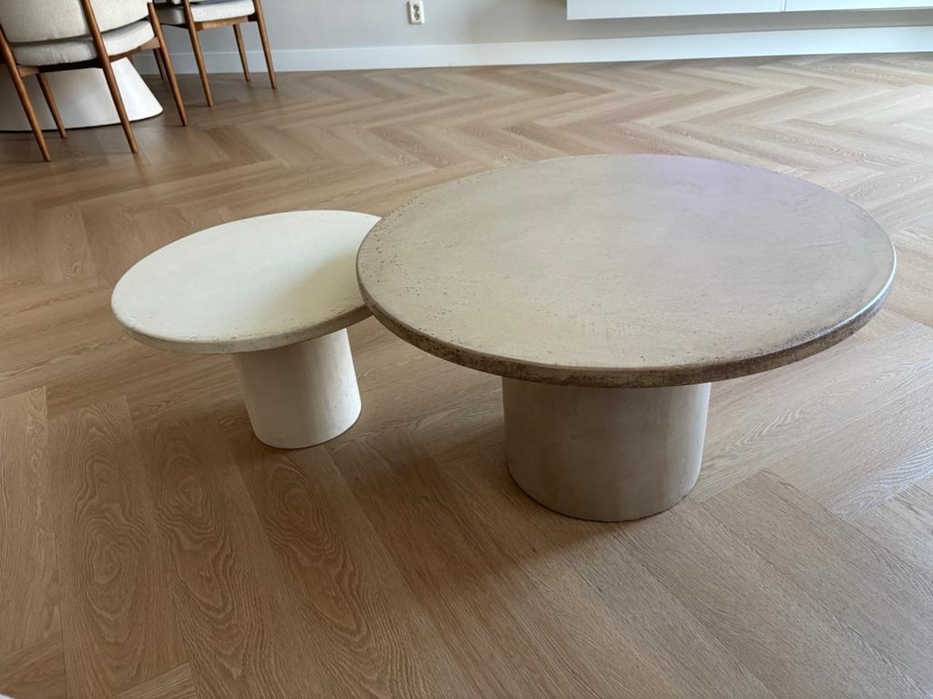 Goossens Salontafels Set - Leem & Beige, Huis en Inrichting, Tafels | Salontafels, Overige materialen, Rond, Zo goed als nieuw