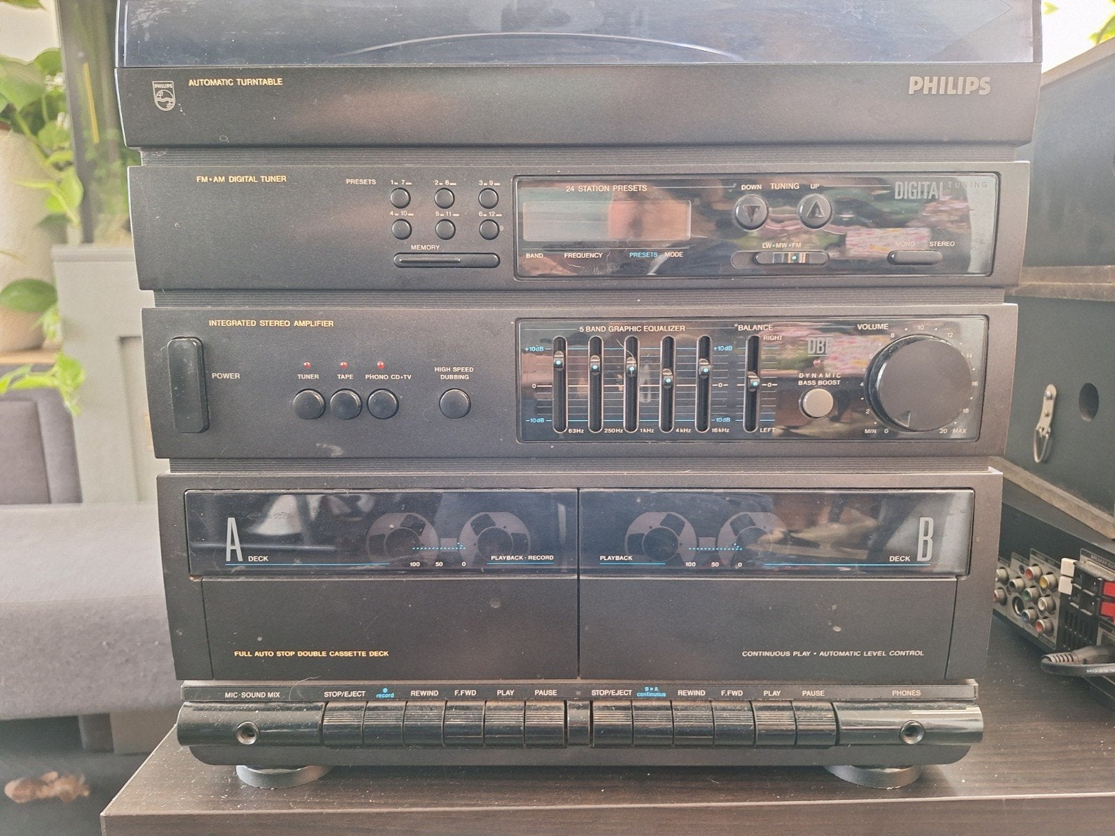 Philips Stereo Set met Platenspeler, Cassettedeck en Tuner, Ophalen of Verzenden, Gebruikt, Cassettedeck, Philips