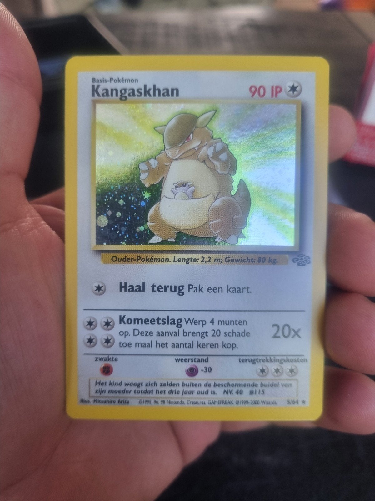 Kangaskhan 5/64 jungle nederlands , holo rare * € 40, Ophalen of Verzenden, Zo goed als nieuw, Losse kaart, Foil