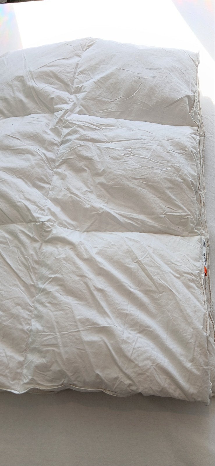 1 IKEA Hönsbär donzen dons dekbed - rode stip, Gebruikt, Eenpersoons, Wit, Dons en Veren