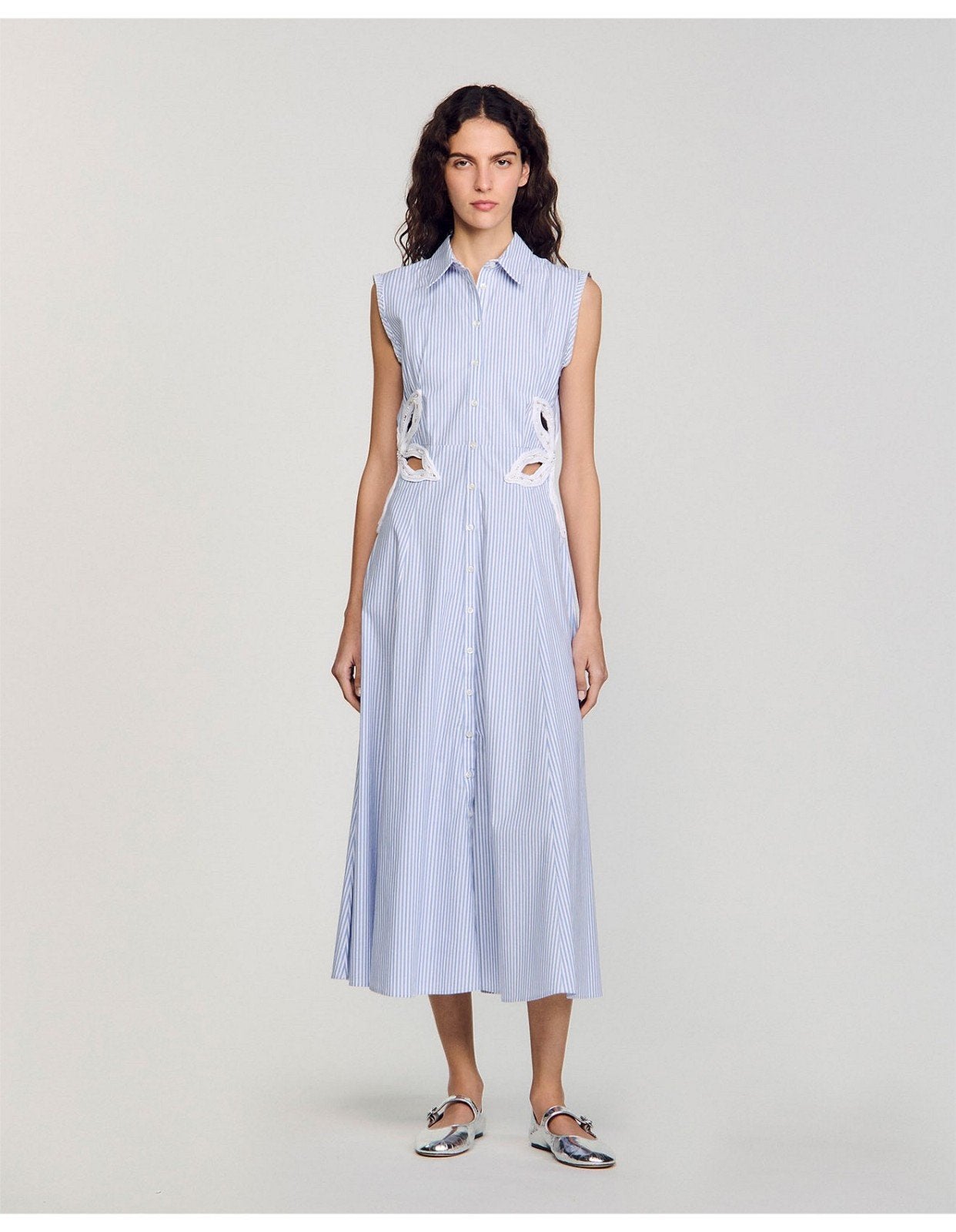 Sandro katoenen-jurk, Maat 38/40 (M), Blauw, Sandro, Nieuw
