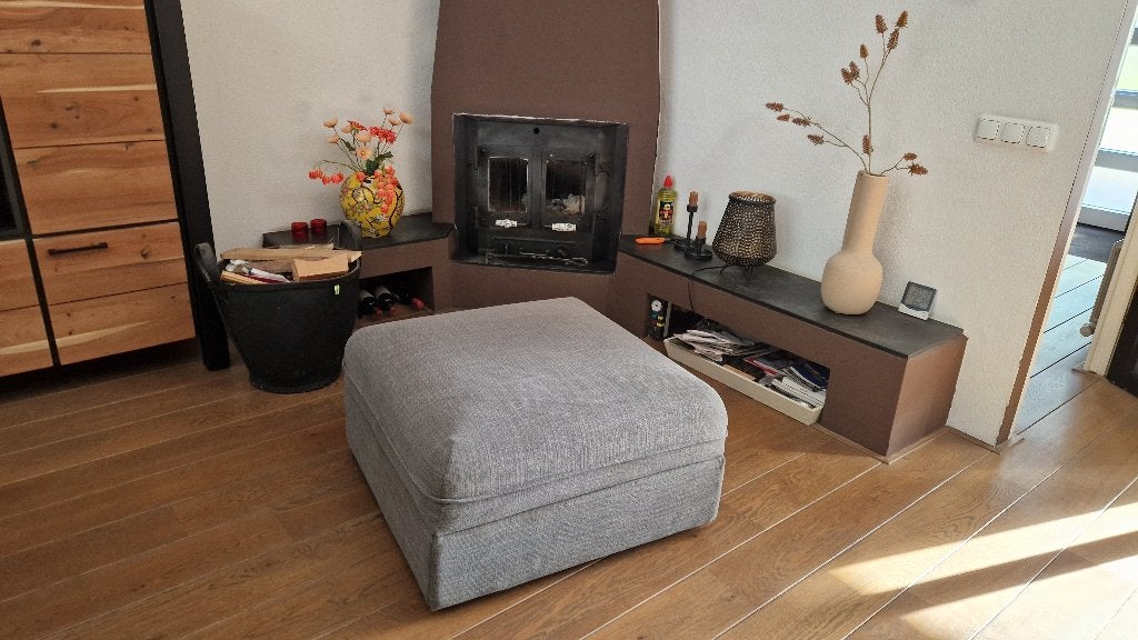 Hocker met opbergruimte / poef., Huis en Inrichting, Ophalen, Gebruikt, Vierkant, 100 tot 125 cm