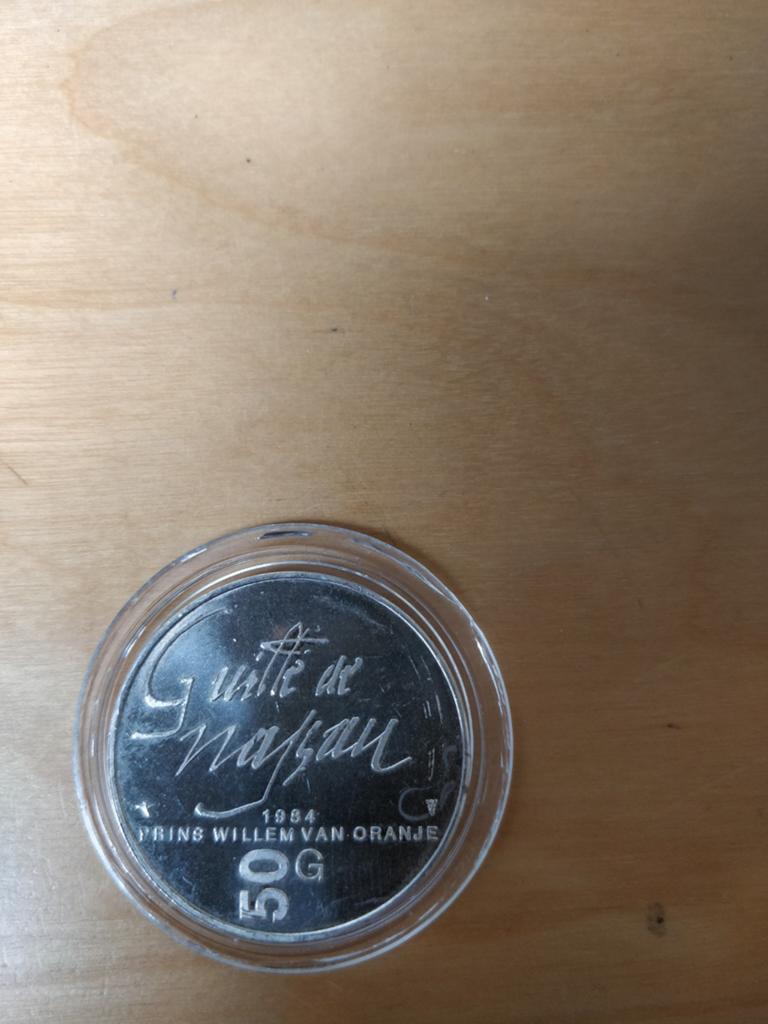 Zilveren 50 Gulden Munt 1984 Beatrix Prins Willem van Oranje, Koningin Beatrix, Ophalen of Verzenden, Losse munt, Geboorte of Huwelijk