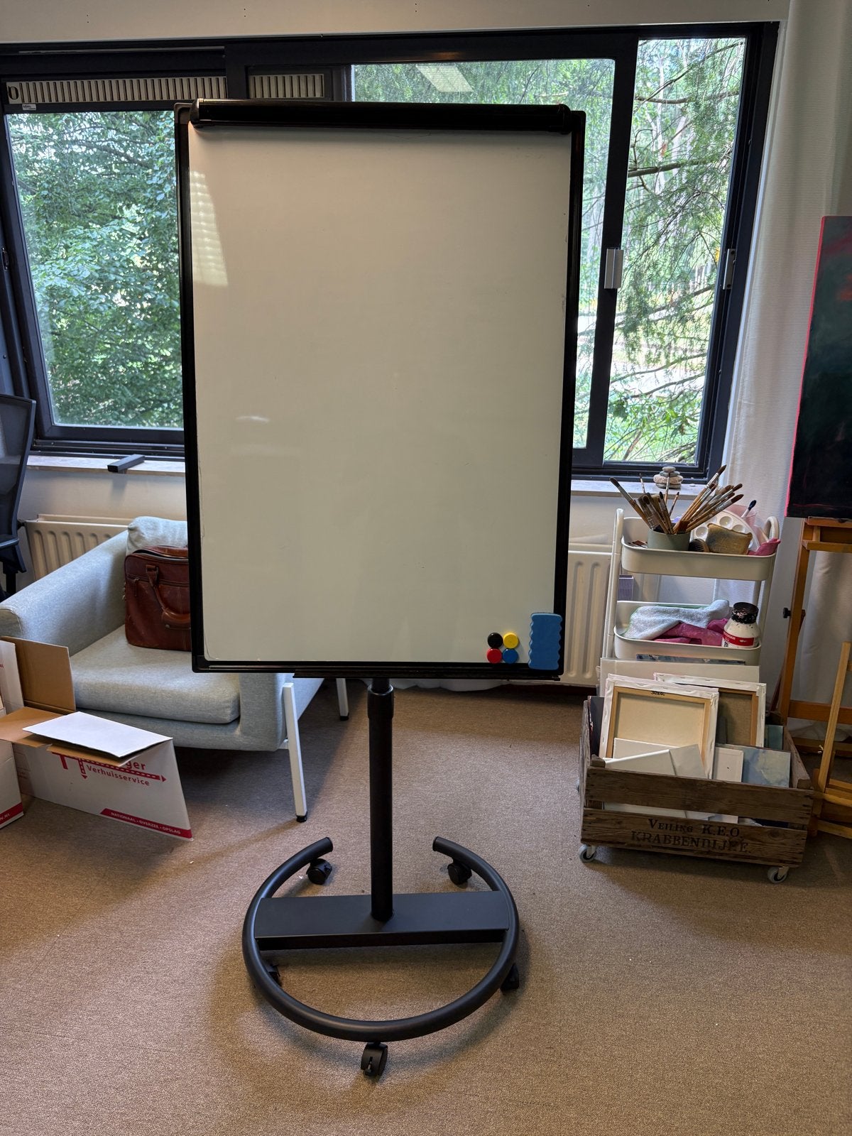 Verrijdbaar flipoverbord, Ophalen, Zo goed als nieuw, Whiteboard