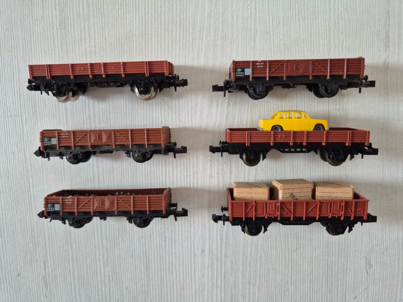 6 N-spoor lagebakwagons, Ophalen of Verzenden, Gebruikt, Gelijkstroom, Wagon