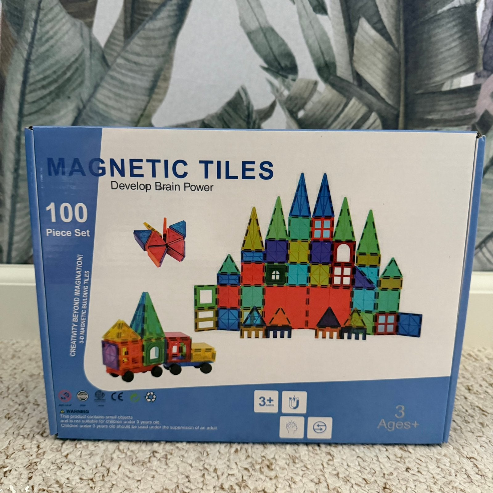 Magnetic tiles set 100 stuks incl 2 auto’s, Ophalen of Verzenden, Nieuw, Bouwen