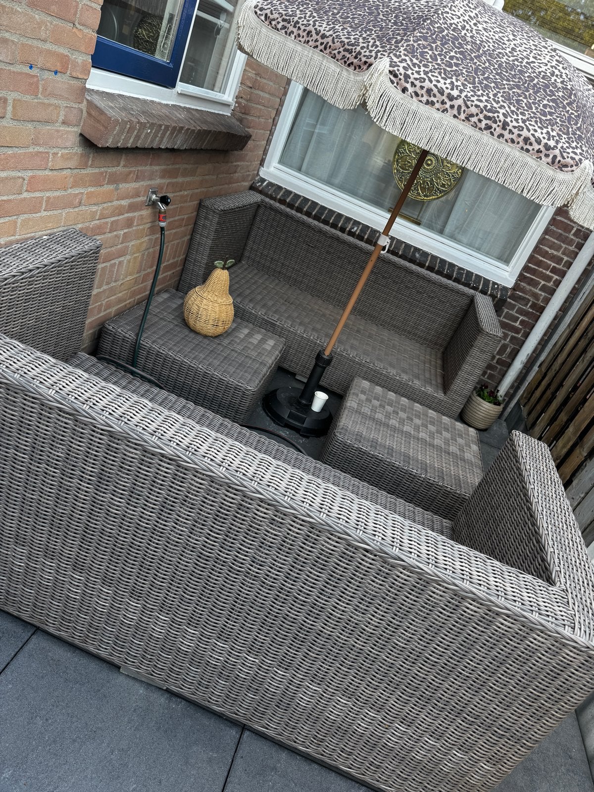 Wicker loungeset, Tuin en Terras, Tuinsets en Loungesets, Ophalen, 5 zitplaatsen, Zo goed als nieuw, Loungeset