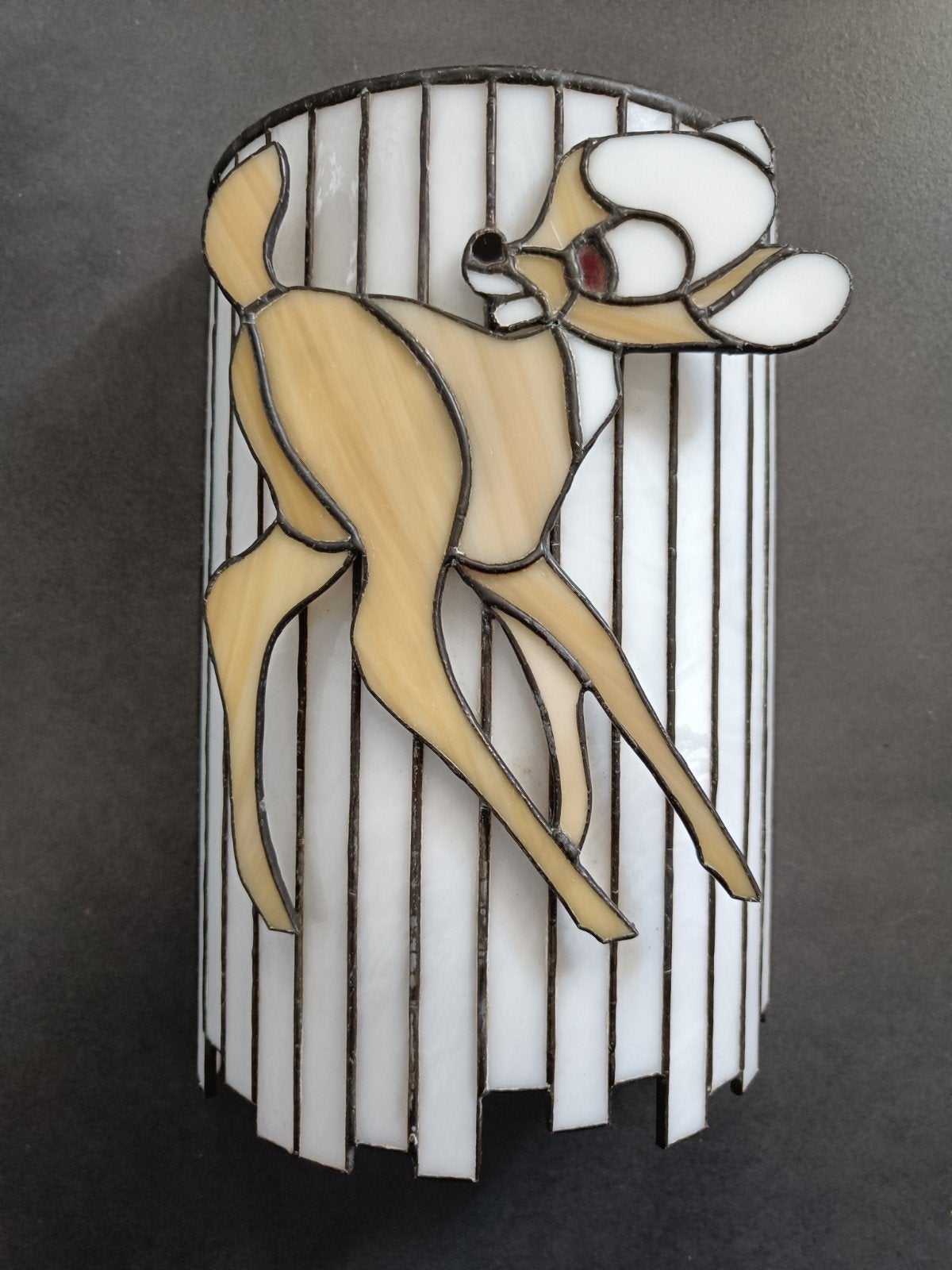 Glas in lood Bambi Tiffany stijl wanddecoratie/lampenkap., Meerkleurig, Overige fittingen, Ophalen of Verzenden, Zo goed als nieuw