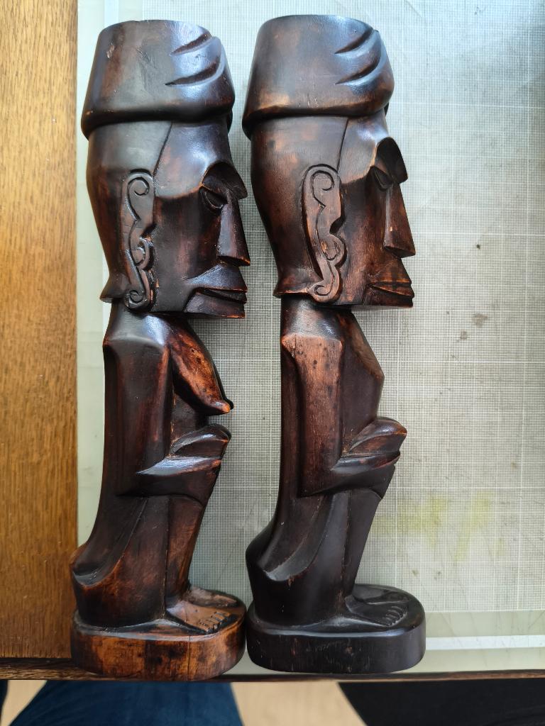 houten beeld man en vrouw art deco borneo dayak bali, Antiek en Kunst, Ophalen, Houtsnijwerk