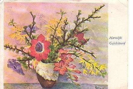 Ansichtkaart  	Bloemen	Forsythia	Anemoon, Verzenden, 1960 tot 1980, Gelopen, Natuur