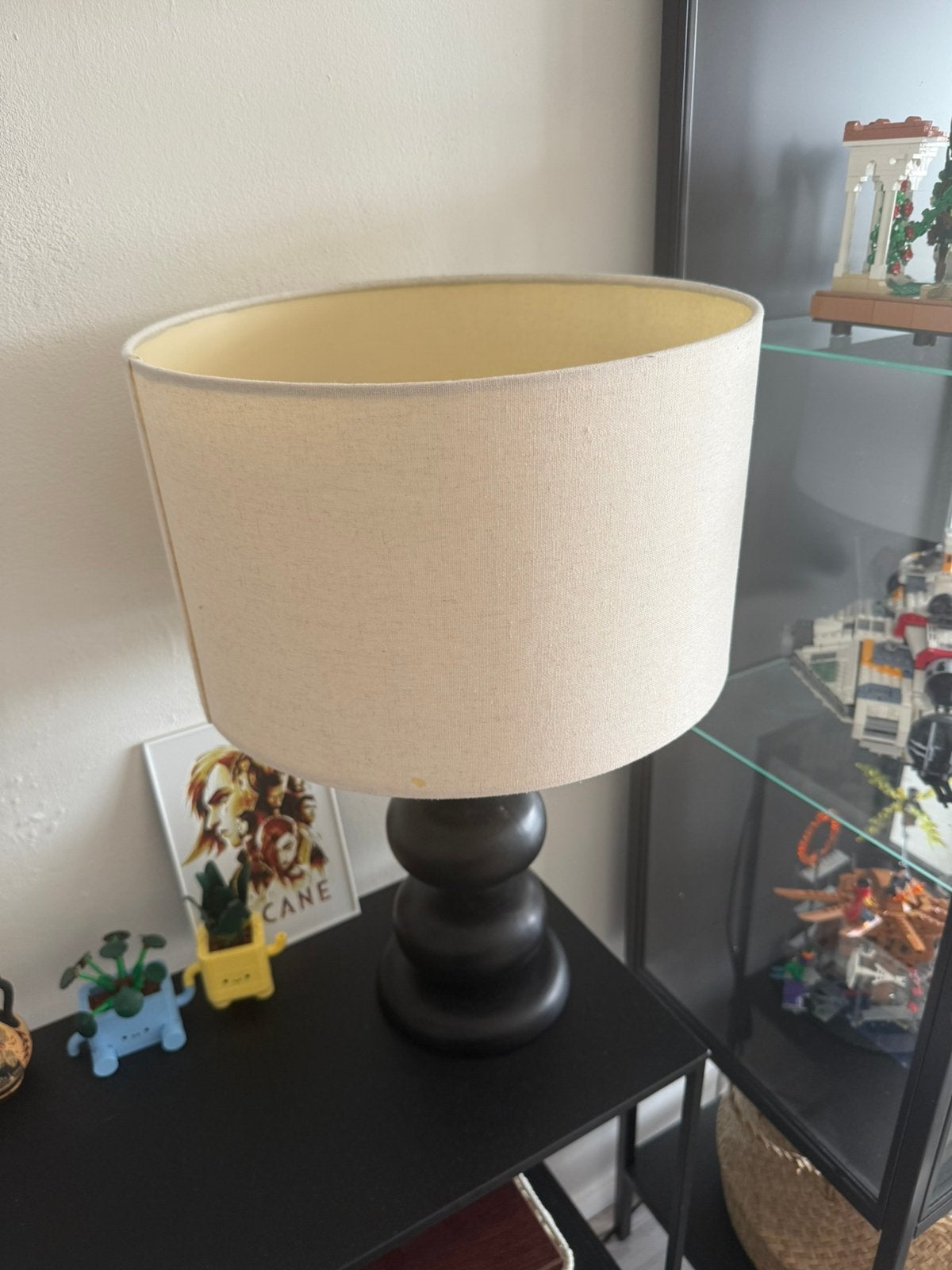 Lamp, inclusief kap en houten voet, Ophalen, Zo goed als nieuw, Rond