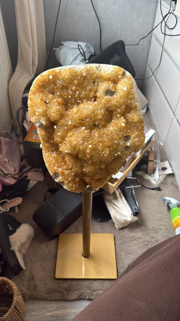 Grote Citrien Geode op Luxe Standaard,Natuurlijke Edelsteen, Verzamelen, Mineralen en Fossielen, Ophalen