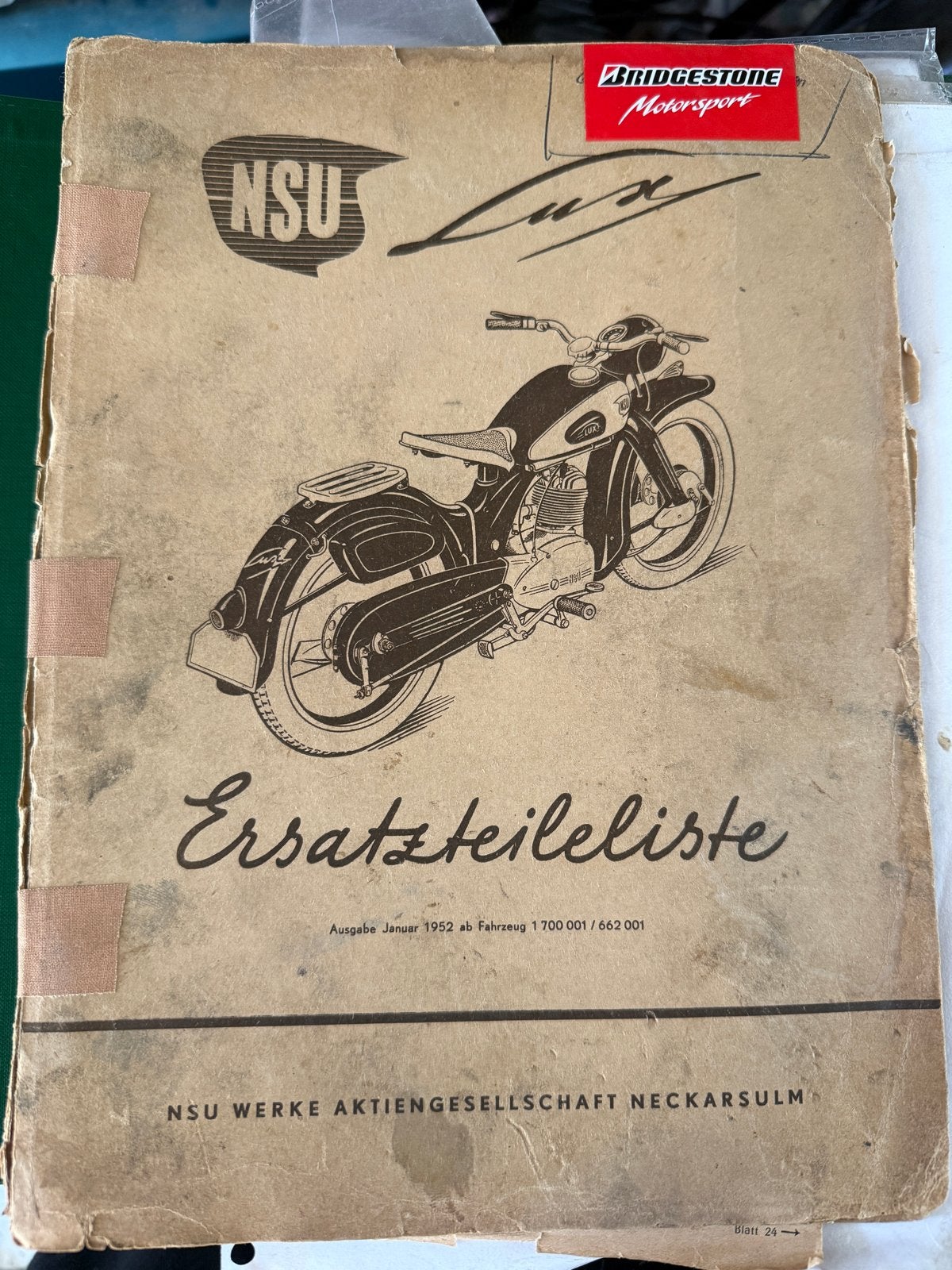NSU Lux Onderdelenboek - Ersatzteileliste 1952, Ophalen, Gelezen