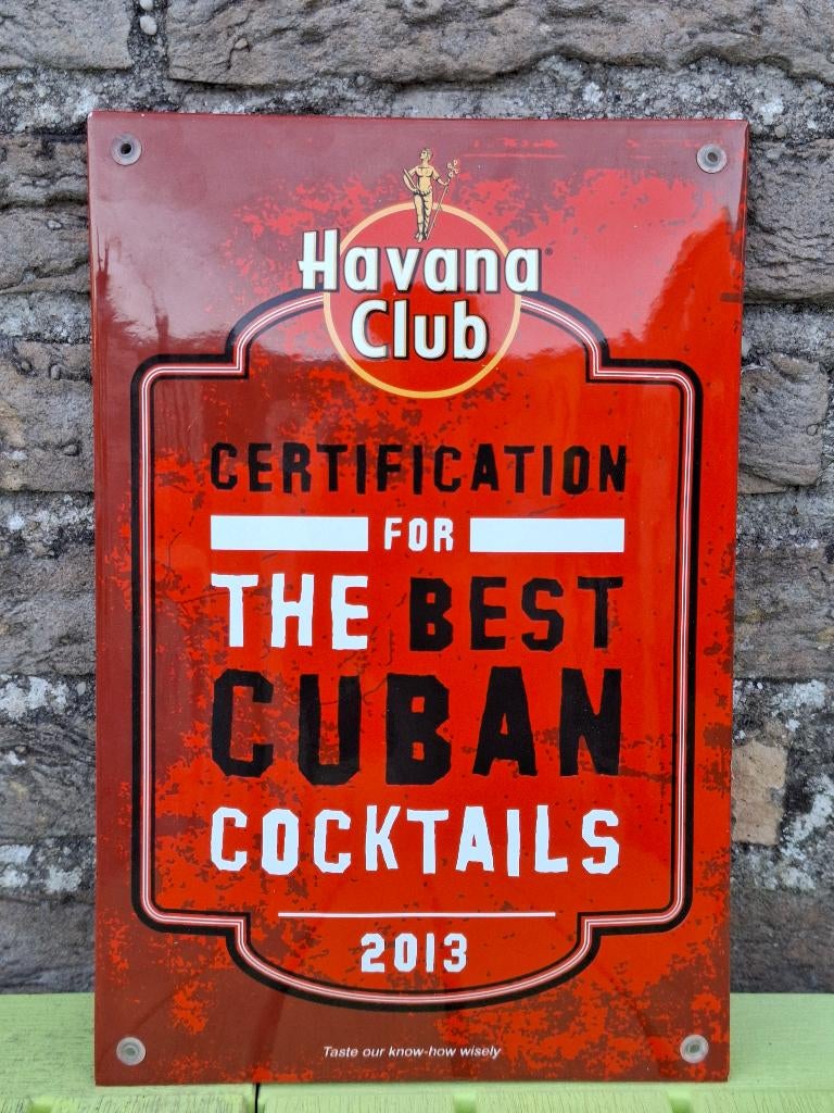 Emaillebord Havana Club rum, Verzamelen, Ophalen of Verzenden, Nieuw, Reclamebord