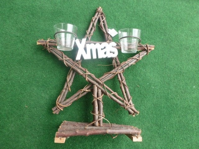 NIEUW 3 mooie houten kerstdecoratie KERSTSTER bruin 45 cm, Diversen, Kerst, Ophalen of Verzenden, Nieuw