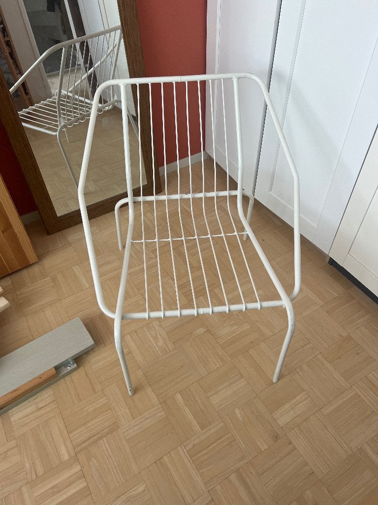 Vintage metalen draadstoel, Ophalen, Gebruikt, Wit, Metaal