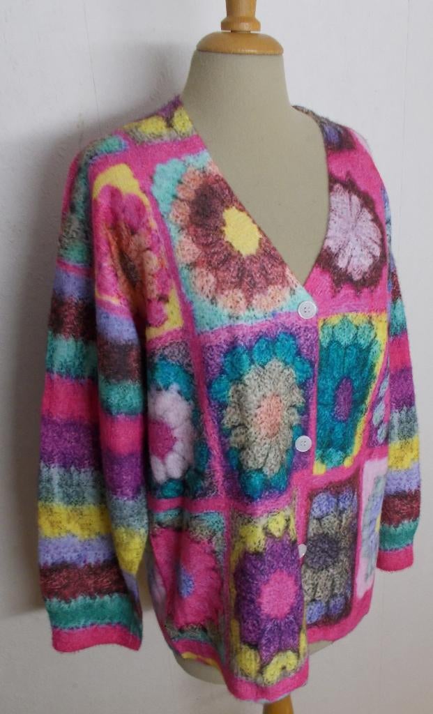 Vrolijk hippie patchwork print vest! XL, Kleding | Dames, Truien en Vesten, Zo goed als nieuw, Maat 46/48 (XL) of groter, Overige kleuren