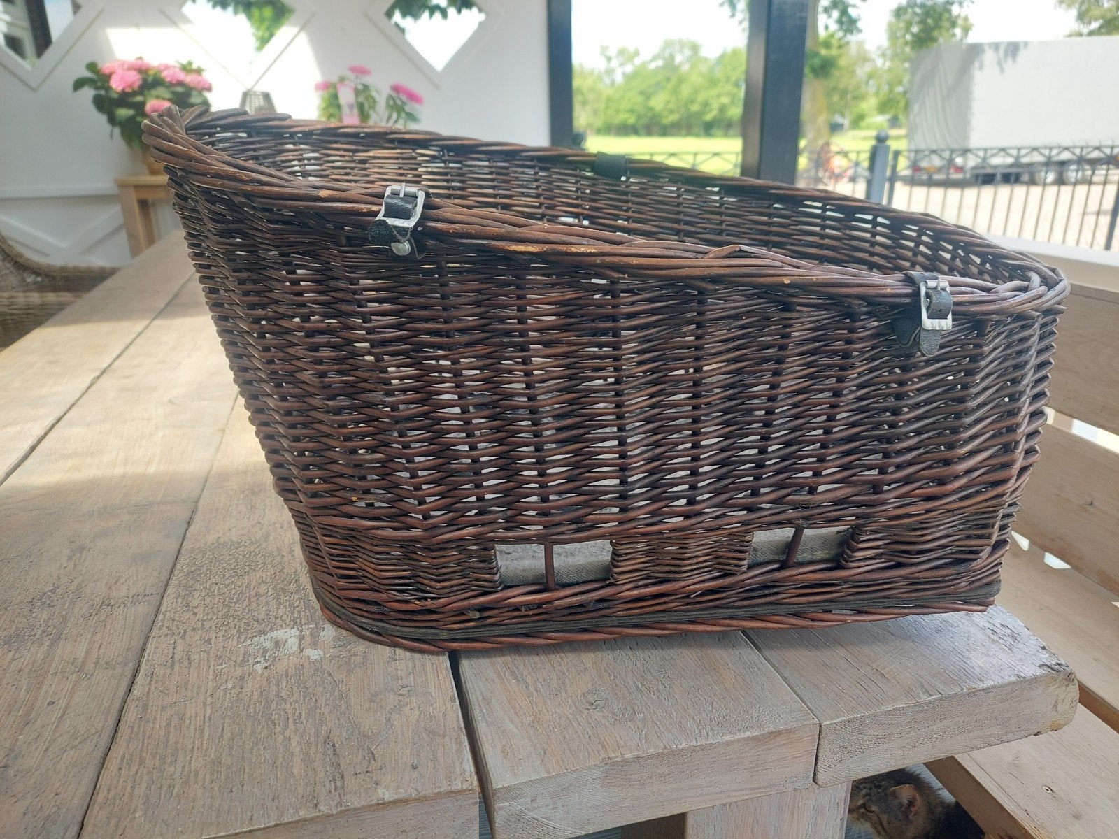 Rieten hondefietsmand honden fietsmand, Ophalen of Verzenden