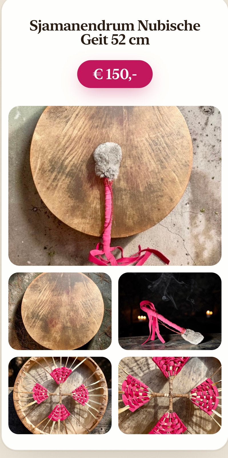 Sjamanendrum Nubische Geit 52 cm MEGAKLANK, Ophalen of Verzenden, Nieuw, Trommel