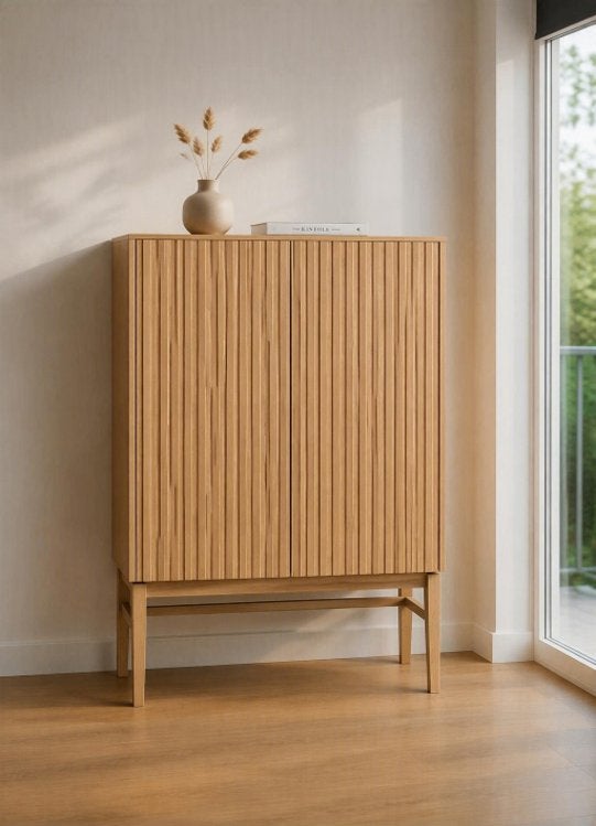 By fonQ Hide Wandkast Eiken | Japandi | Nette Staat, Ophalen, Scandinavisch, Japandi of modern interieur, Met deur(en), Eikenhout