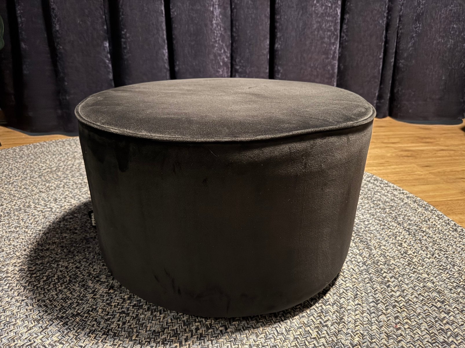Poef WOOD Sara zwart 36 cm x ø60 cm, Rond, Minder dan 50 cm, Ophalen of Verzenden, Zo goed als nieuw