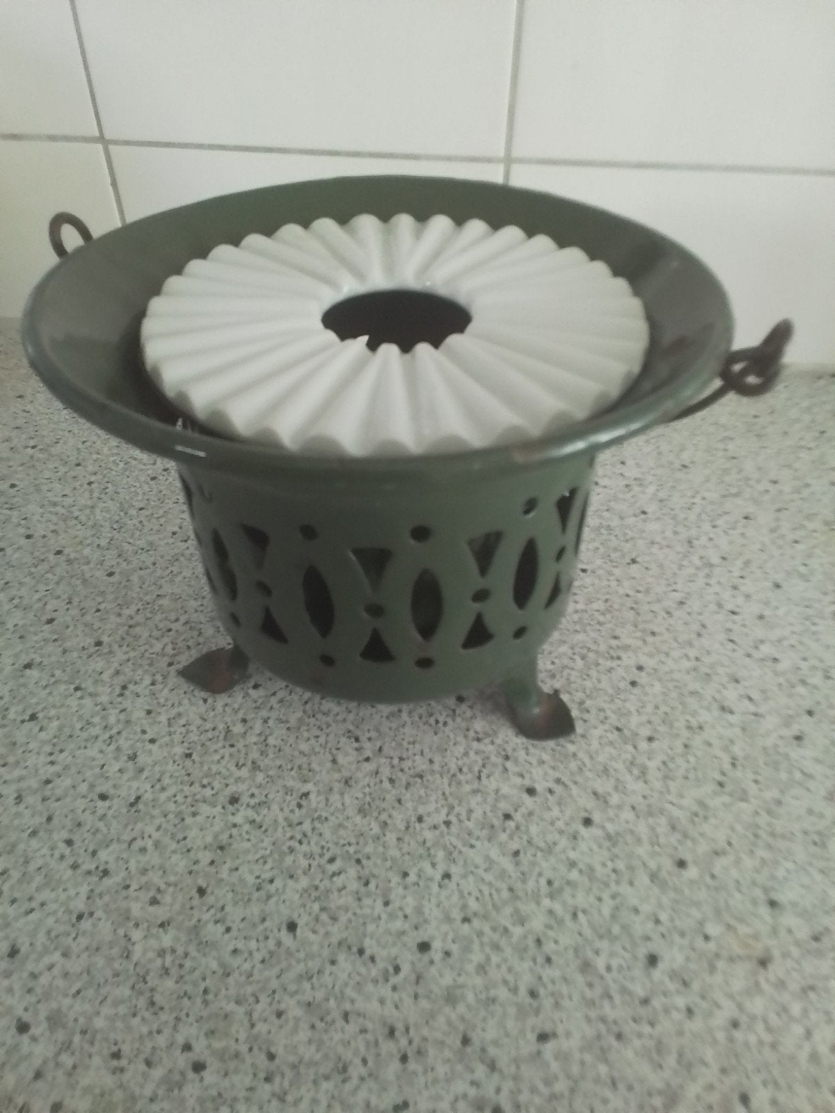 Emaille warmhouder met waxinelichtje, Ophalen of Verzenden