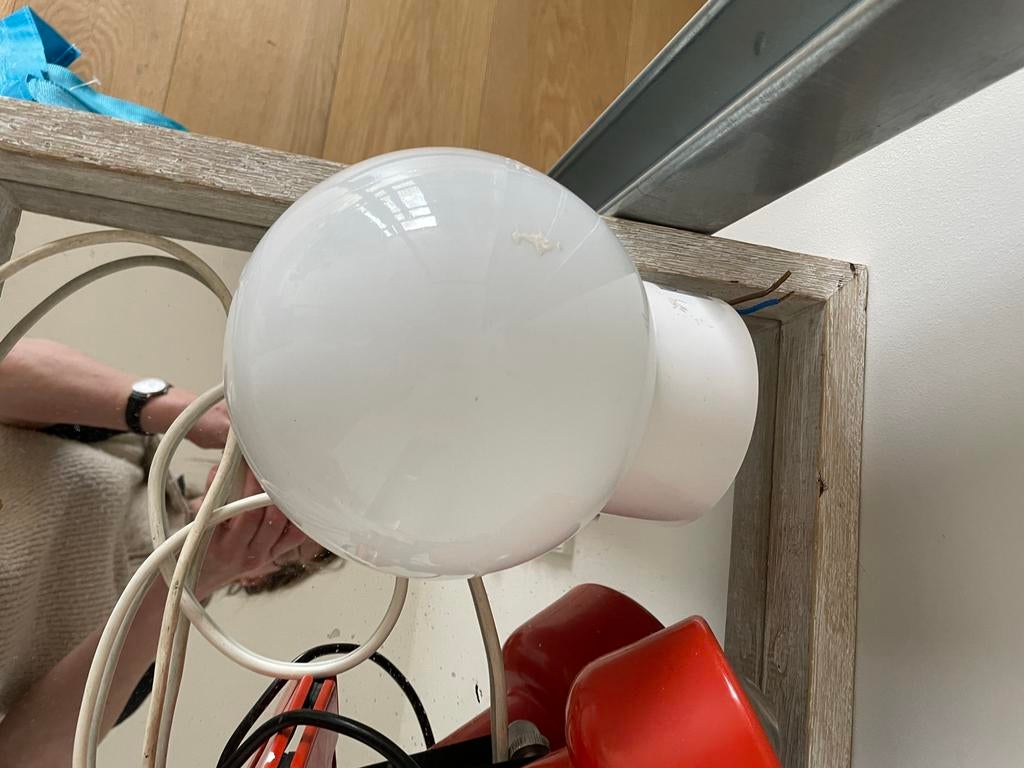 Plafondlampje met witte bol, Ophalen of Verzenden, Gebruikt, Glas