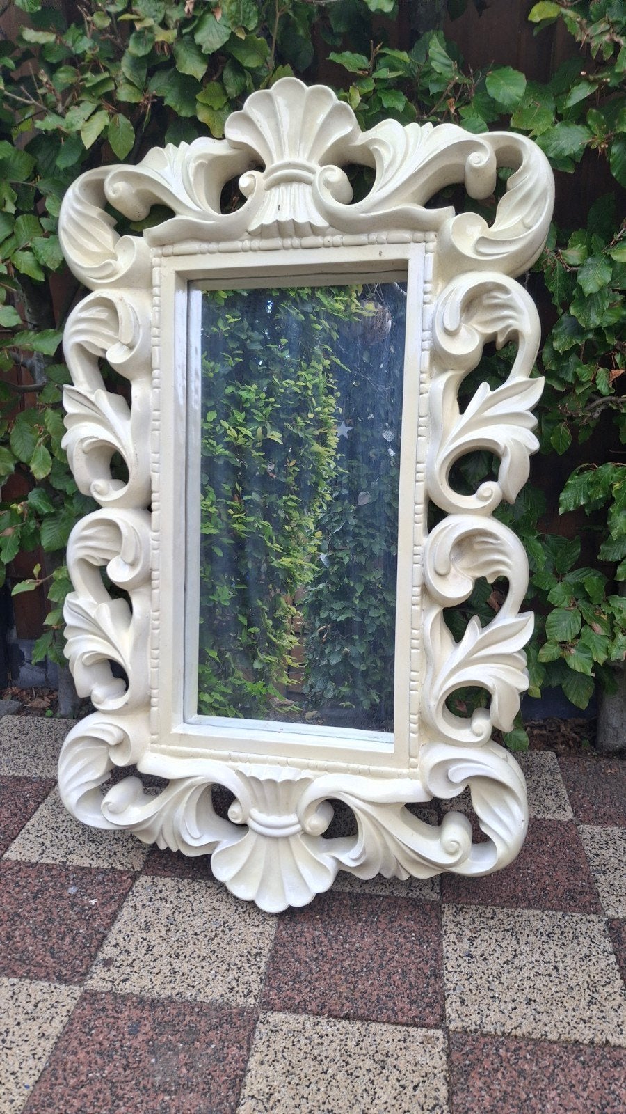 Decoratieve spiegel met sierlijke lijst, Ophalen, Rechthoekig, 50 tot 100 cm, Minder dan 100 cm